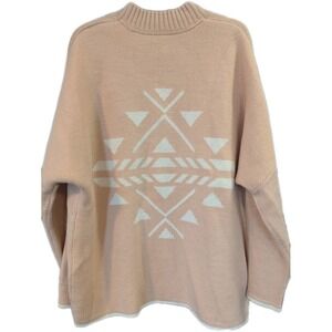 Passenger Women's L Open Cardigan Aztec Peach Oversized Pockets recycled Logo